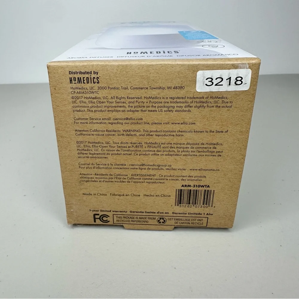 Ellia Soothe Aroma Diffuser by Homedics with Essential Oils White NWOT